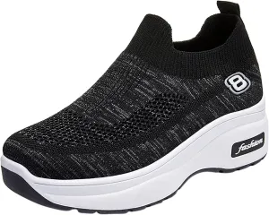 SBGMoSJ Womens Fashion Sneakers 2023 Women Slip On Sneakers Comfortable Nurse Walking Shoes Womens Black Athletic Shoes 9.5 Tennis Shoes Womens Zapatos Deportivos Negros Con Blanco para Mujer