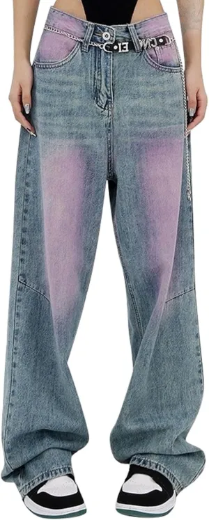 sdbrld Barrel Jeans Women,Womens Baggy Mid Rise Jeans Wide Leg Boyfriend Denim Harem Cropped Pants Vintage Barrel Jeans Y2k