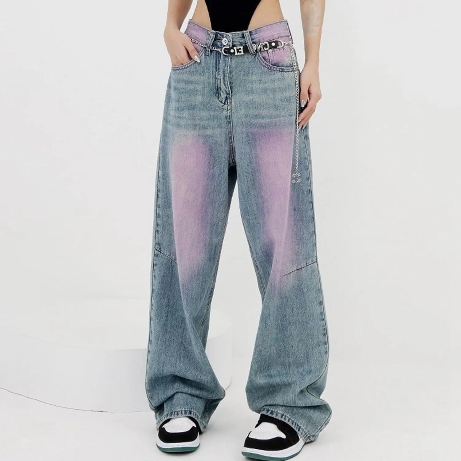 sdbrld Barrel Jeans Women,Womens Baggy Mid Rise Jeans Wide Leg Boyfriend Denim Harem Cropped Pants Vintage Barrel Jeans Y2k