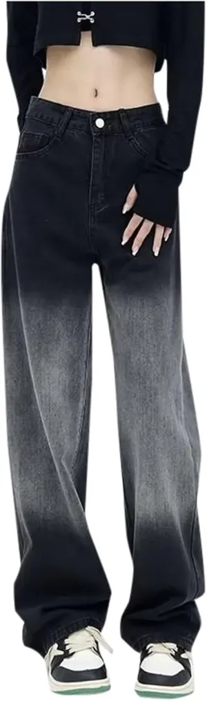 sdbrld Jeans for Women Trendy,Womens Baggy Mid Rise Jeans Wide Leg Boyfriend Denim Harem Crop Pants Vintage Barrel Jeans Y2k