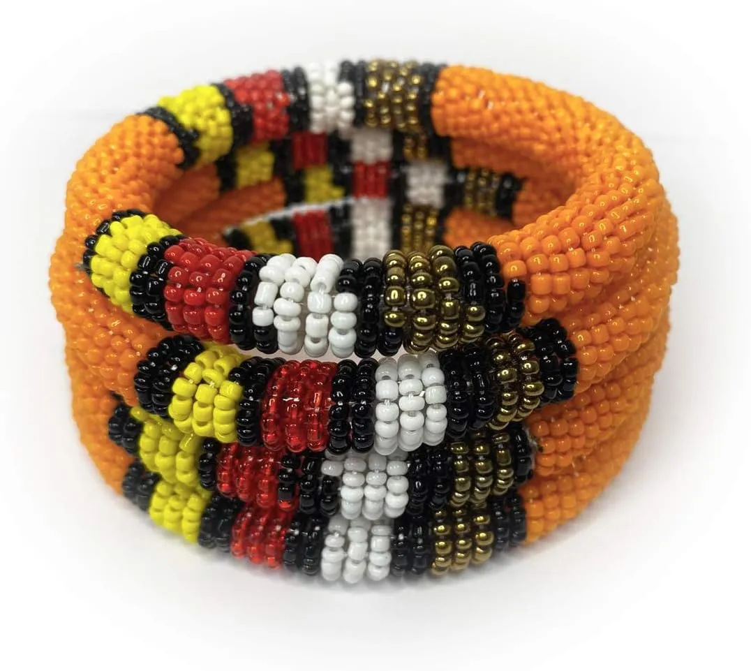Set of 4 African Masaai/Kenyan Handmade Beaded Bangle Bracelets - African Jewelry - Ahadi Jewelry