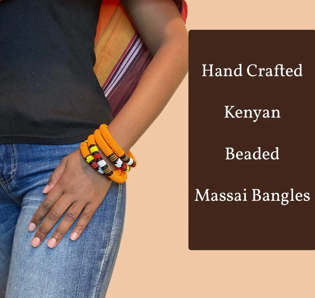 Set of 4 African Masaai/Kenyan Handmade Beaded Bangle Bracelets - African Jewelry - Ahadi Jewelry