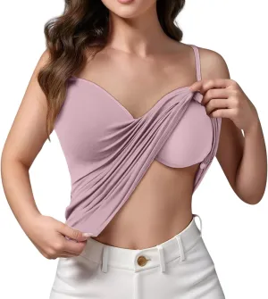 Shelf Bra Tank Tops for Women Soft Comfort No Underwire Tummy Control Bra Camisole Sleeveless Cotton Yoga Padded Cami
