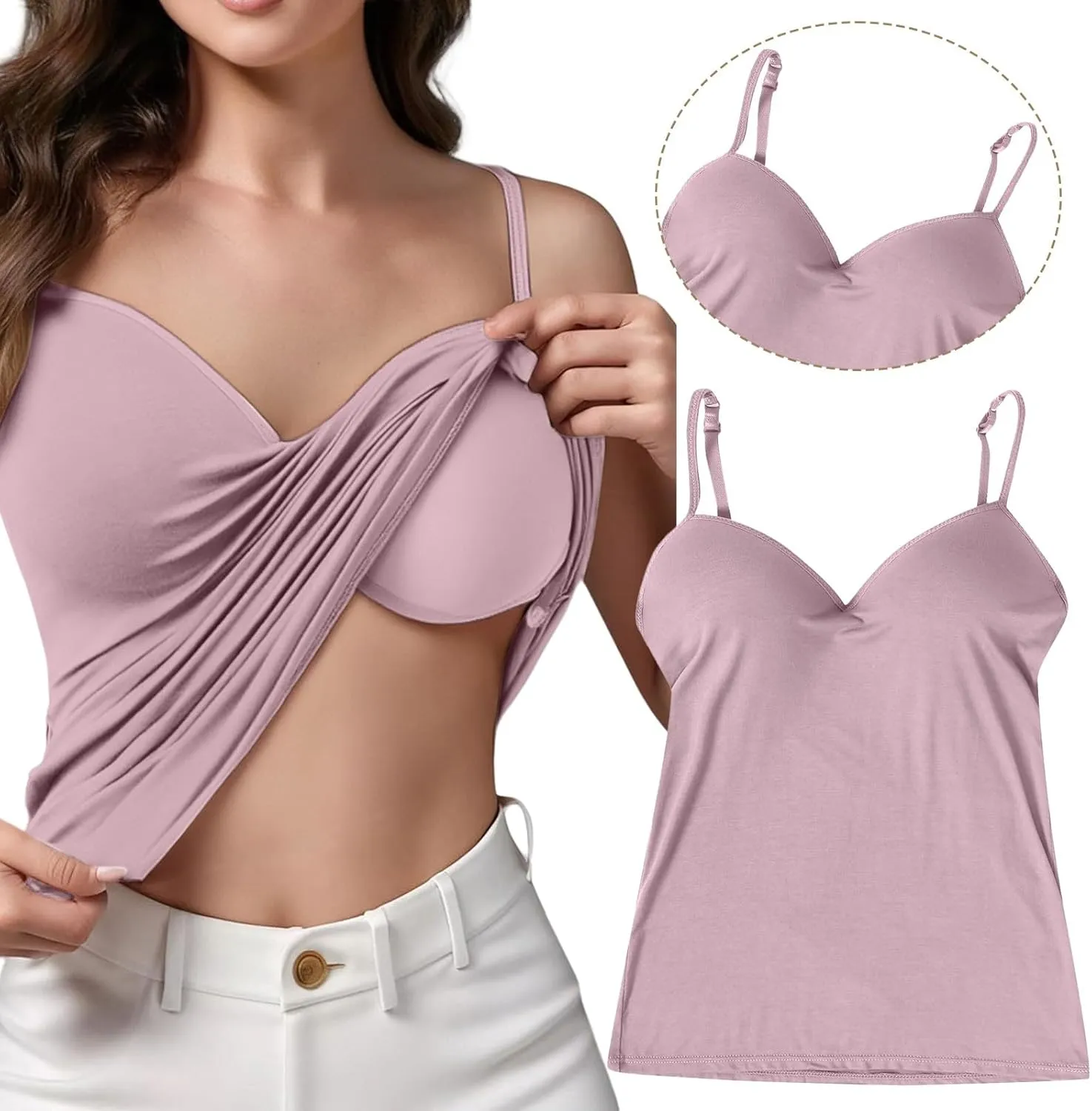 Shelf Bra Tank Tops for Women Soft Comfort No Underwire Tummy Control Bra Camisole Sleeveless Cotton Yoga Padded Cami