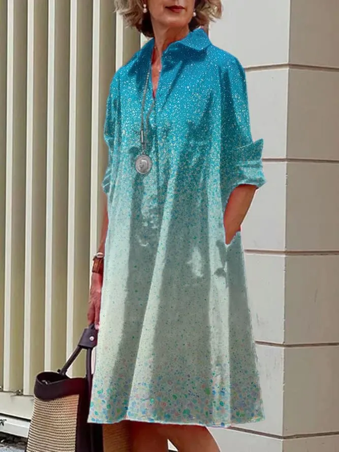 Shirt Dress for Women Floral Plus Size Long Sleeve Collared Button Down 2025 Summer Casual Midi Tunic Tshirt Dress