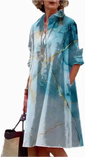 Shirt Dress for Women Floral Plus Size Long Sleeve Collared Button Down 2025 Summer Casual Midi Tunic Tshirt Dress
