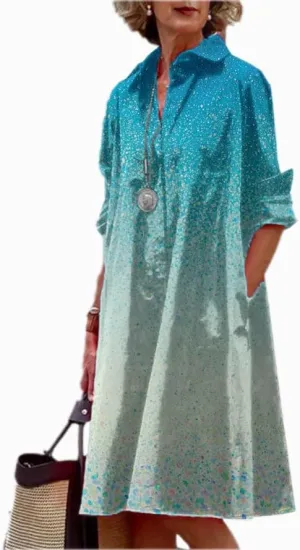 Shirt Dress for Women Floral Plus Size Long Sleeve Collared Button Down 2025 Summer Casual Midi Tunic Tshirt Dress