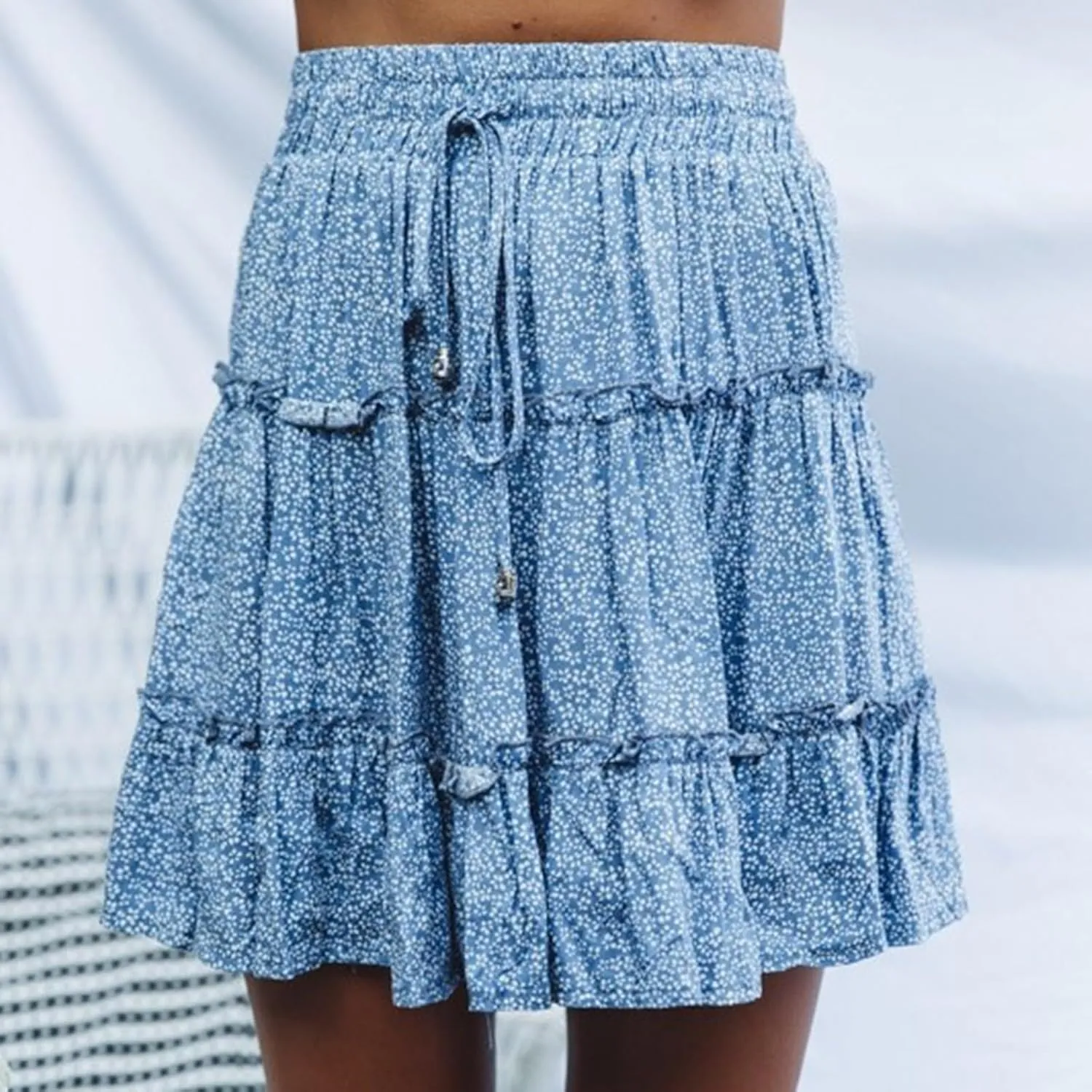 Short Pleated Skirts for Women High Wasited A-Line Floral Mini Skirt Flowy Beach Vacation Skirt Dressy Layered Skorts