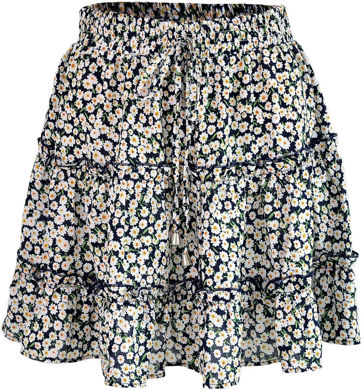 Short Pleated Skirts for Women High Wasited A-Line Floral Mini Skirt Flowy Beach Vacation Skirt Dressy Layered Skorts