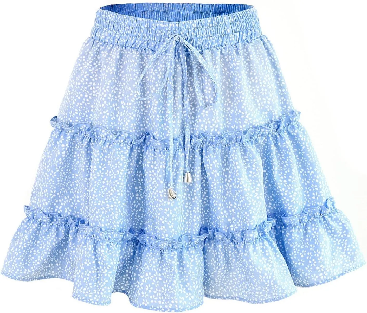 Short Pleated Skirts for Women High Wasited A-Line Floral Mini Skirt Flowy Beach Vacation Skirt Dressy Layered Skorts