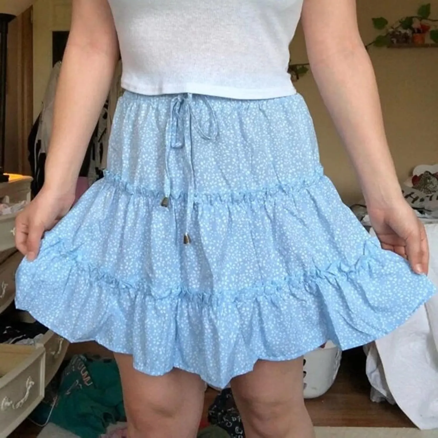 Short Pleated Skirts for Women High Wasited A-Line Floral Mini Skirt Flowy Beach Vacation Skirt Dressy Layered Skorts