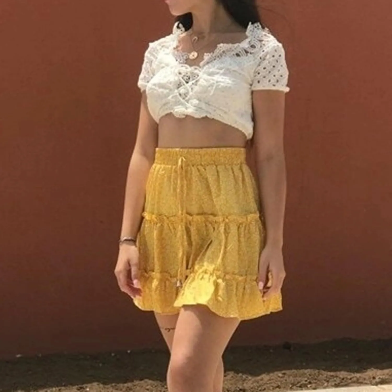 Short Skirts for Women Floral Casual Boho Y2K Tiered Pirouette Skort Western Beach Vacation Drawstring Mini Skirts