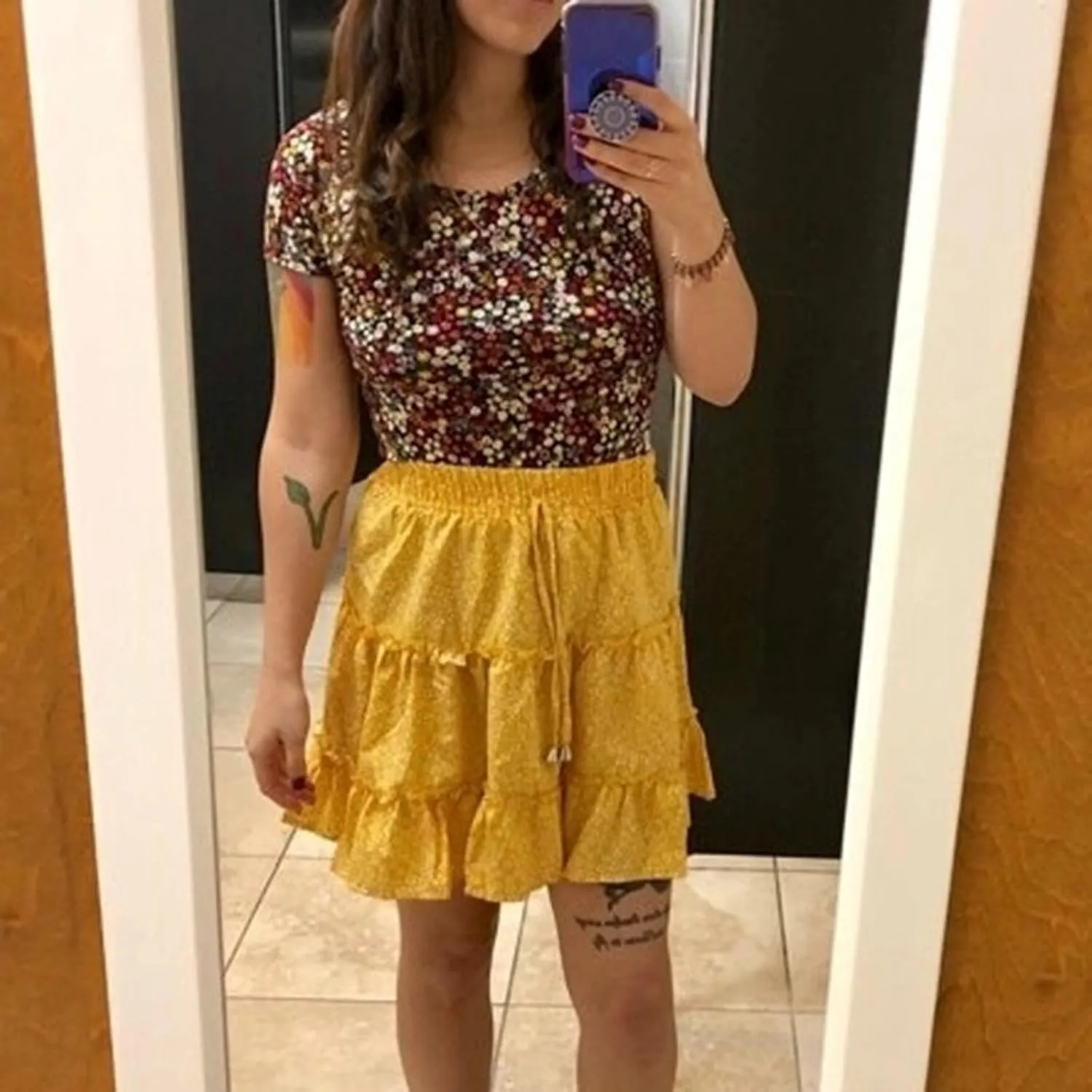 Short Skirts for Women Floral Casual Boho Y2K Tiered Pirouette Skort Western Beach Vacation Drawstring Mini Skirts