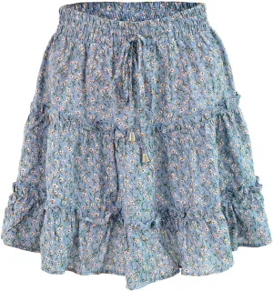 Short Skirts for Women Floral Casual Boho Y2K Tiered Pirouette Skort Western Beach Vacation Drawstring Mini Skirts