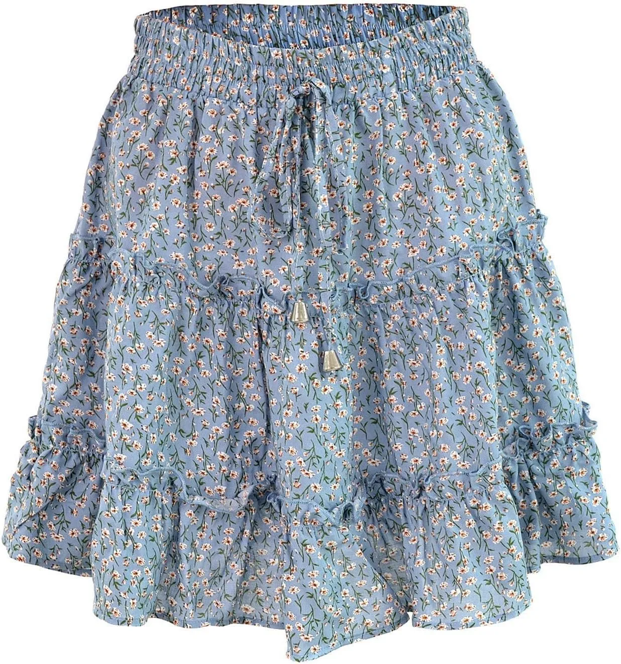 Short Skirts for Women Floral Casual Boho Y2K Tiered Pirouette Skort Western Beach Vacation Drawstring Mini Skirts