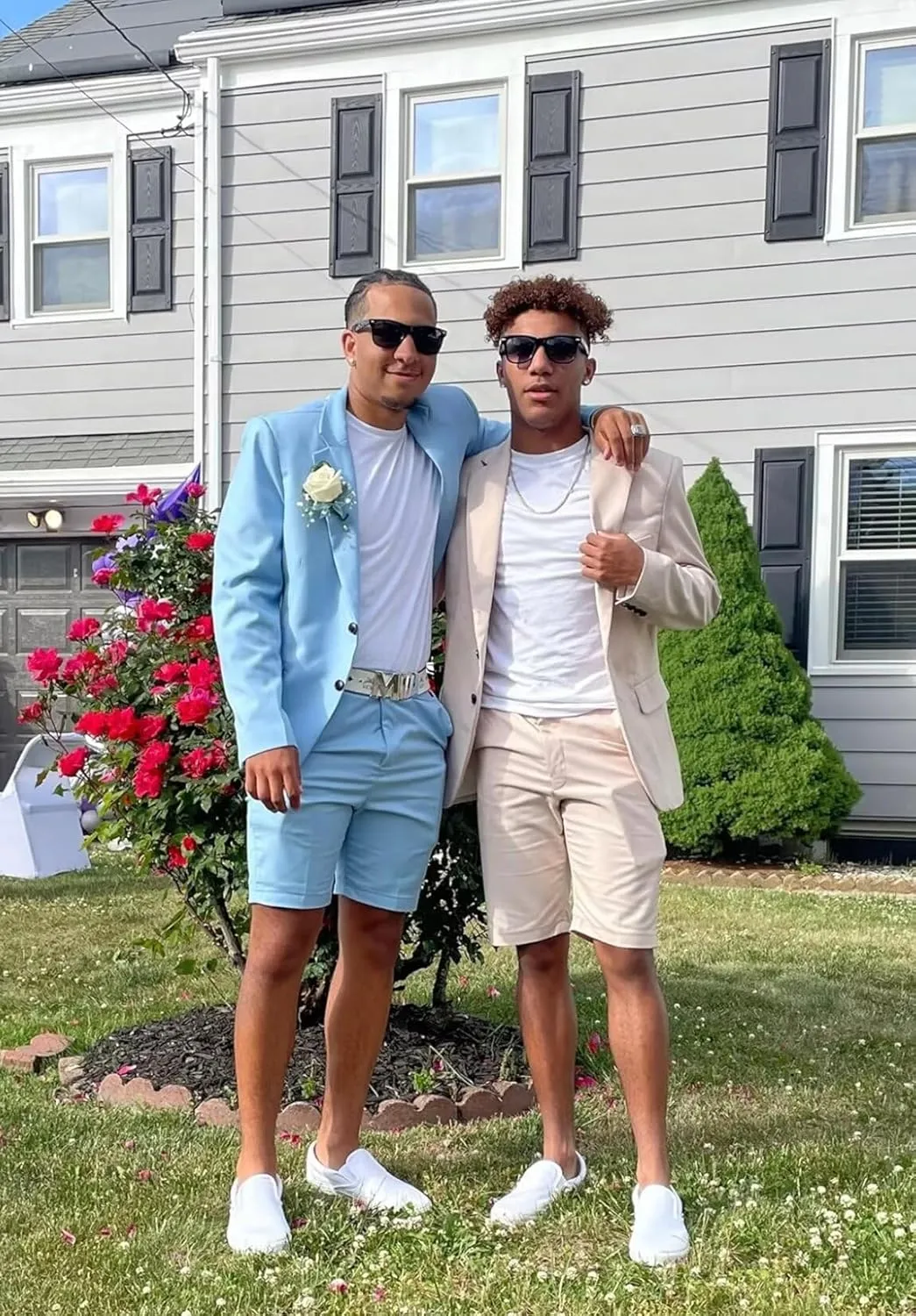 Shorts Suit for Boys Summer Casual 2 Piece Beach Wedding Tuxedo Suit Kids Slim Fit Formal Jacket Pants Set