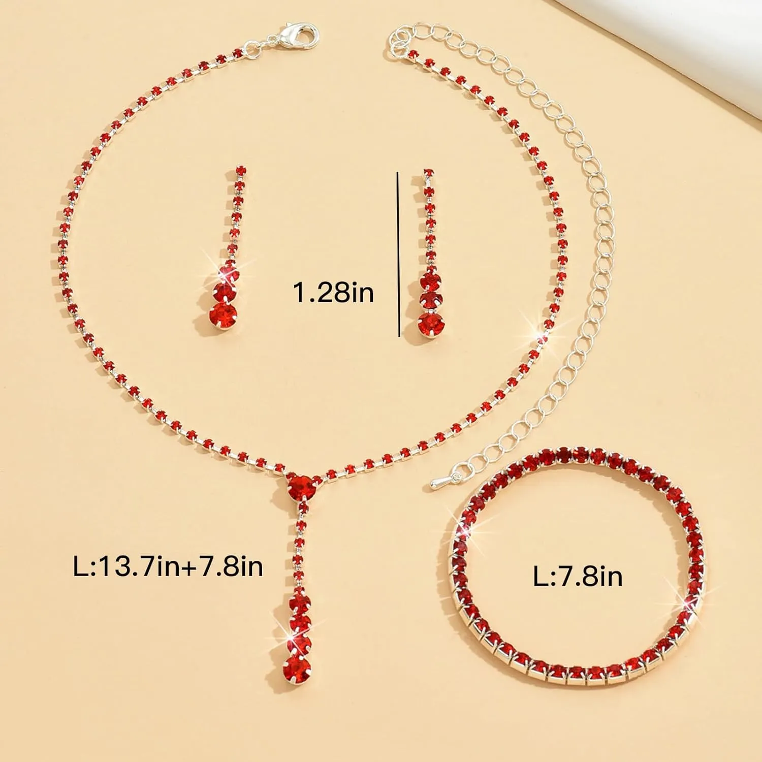 Silver Jewelry Set Wedding Jewelry Sets for Brides Bridesmaid Rhinestone Crystal Statement Choker Necklace Earrings Bracelet Set Bridal Wedding Prom Jewelry Accessories for Women