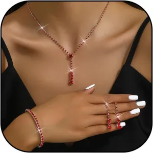 Silver Jewelry Set Wedding Jewelry Sets for Brides Bridesmaid Rhinestone Crystal Statement Choker Necklace Earrings Bracelet Set Bridal Wedding Prom Jewelry Accessories for Women