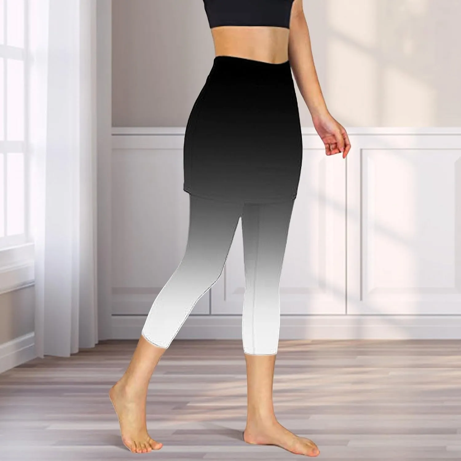 Skirted Leggings for Women 2025 Summer Golf Skorts Capris Gym Tennis Stretchy Soft Yoga Workout Legging with Skirts