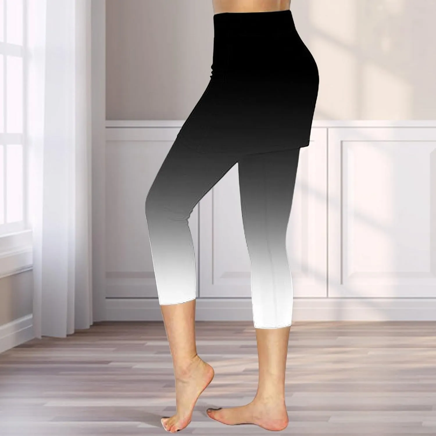 Skirted Leggings for Women 2025 Summer Golf Skorts Capris Gym Tennis Stretchy Soft Yoga Workout Legging with Skirts
