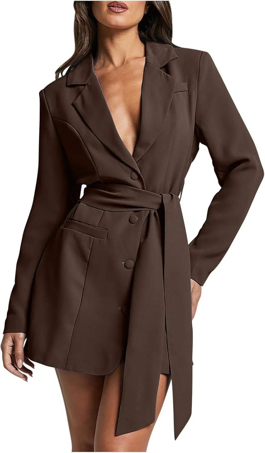 Slim Tunic Blazer for Women Winter Fall Long Sleeve Turtle Neck Midi Work Pencil Dresses Blazer Outfits Women 2025