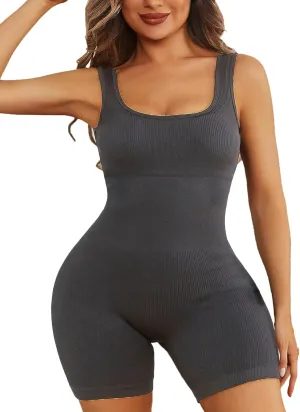 Sliot Women's Adult Yoga Romper Workout Bodysuit One Size Blue Nylon Blend
