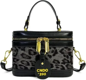 Small Leopard Print Box Handbag with Strap Top Handle Cheetah Print Satchel Handbag Leopard Crossbody Shoulder Purse