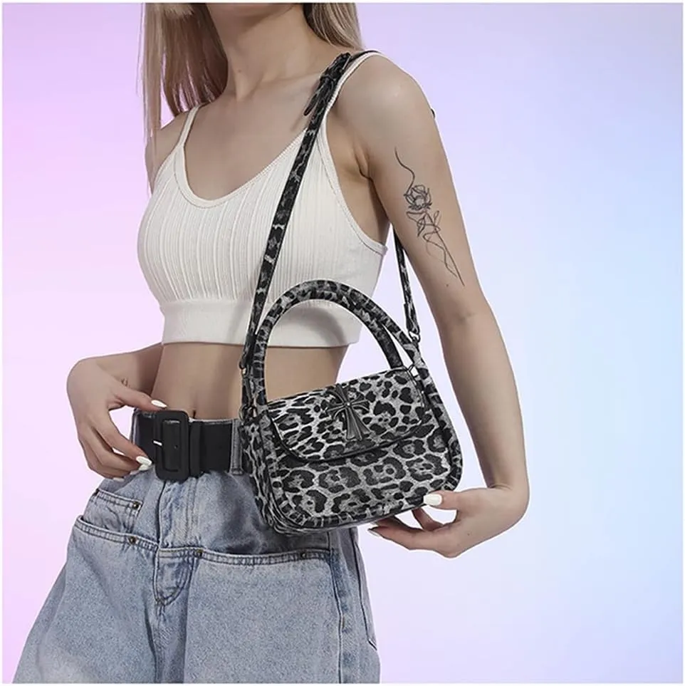 Small Leopard Print Satchel Handbag for Women Vintage Cheetah Print Mini Clutch Tote Bag with Shoulder Strap 2024 New