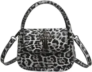 Small Leopard Print Satchel Handbag for Women Vintage Cheetah Print Mini Clutch Tote Bag with Shoulder Strap 2024 New
