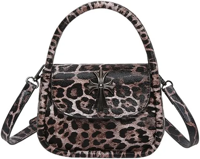 Small Leopard Print Satchel Handbag for Women Vintage Cheetah Print Mini Clutch Tote Bag with Shoulder Strap 2024 New