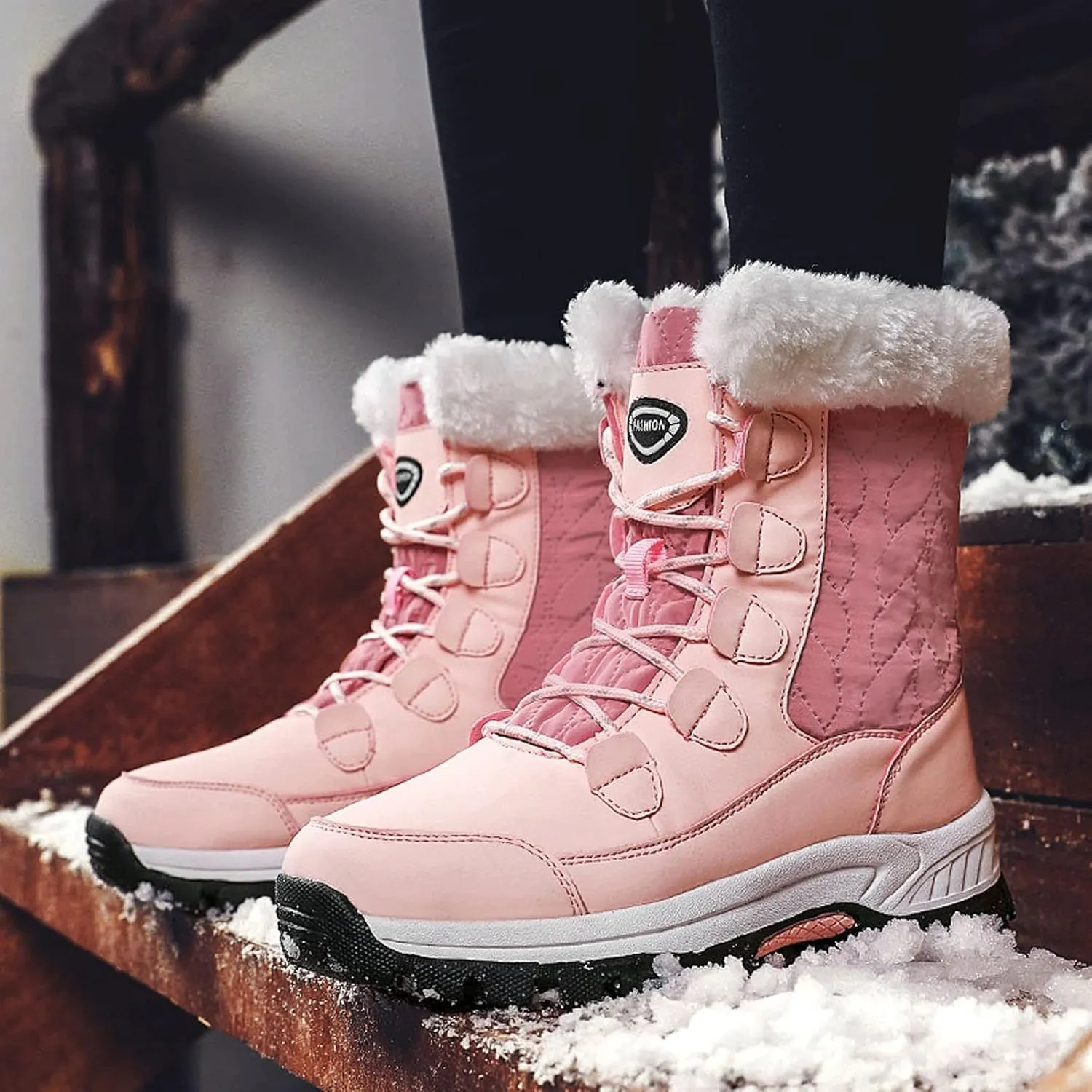 Snow Boots for Women Knee High Non Slip Winter Snow Boots for Women Size 12 Womens Winter Boots Waterproof Slip on Winter Boot Women Tall Winter Boots for Women with Heel