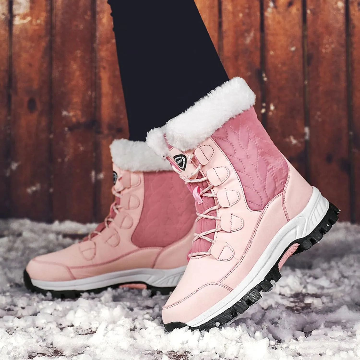 Snow Boots for Women Knee High Non Slip Winter Snow Boots for Women Size 12 Womens Winter Boots Waterproof Slip on Winter Boot Women Tall Winter Boots for Women with Heel