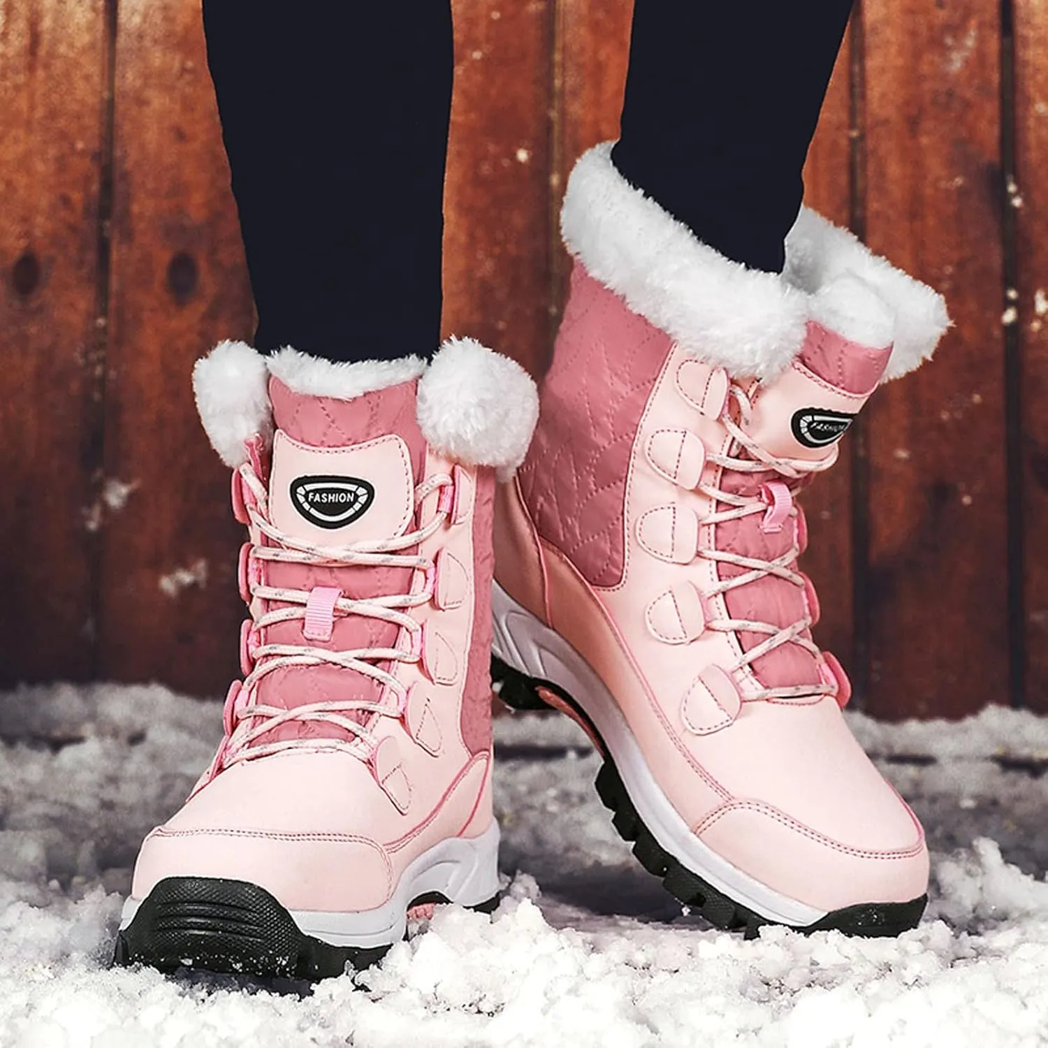 Snow Boots for Women Knee High Non Slip Winter Snow Boots for Women Size 12 Womens Winter Boots Waterproof Slip on Winter Boot Women Tall Winter Boots for Women with Heel