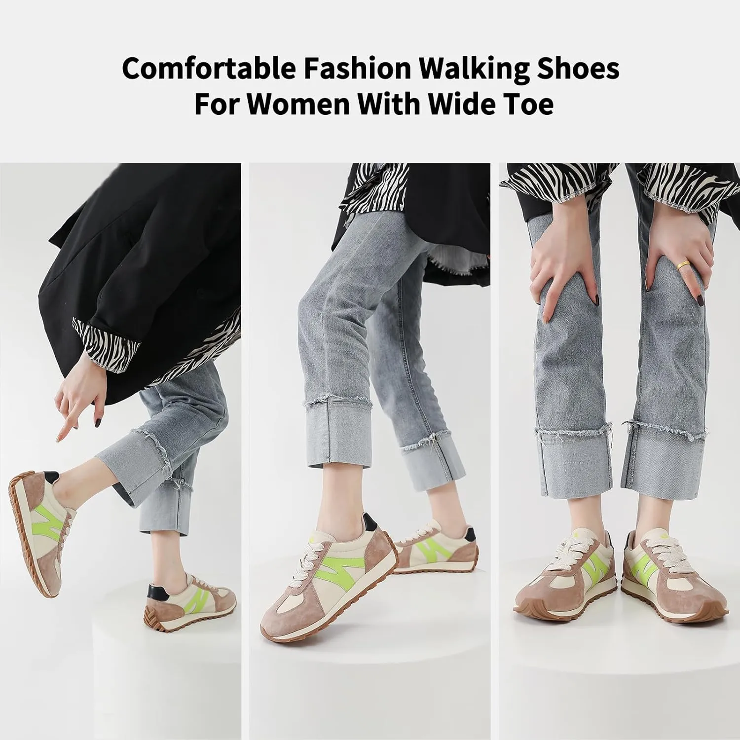 somiliss Wide Toe Box Shoes for Women Mircrofiber Leather Suede Patchwork Non-Slip Casual Walking Shoes Comfortable Gym Tennis Running Shoes Workout Womens Fashion Sneakers