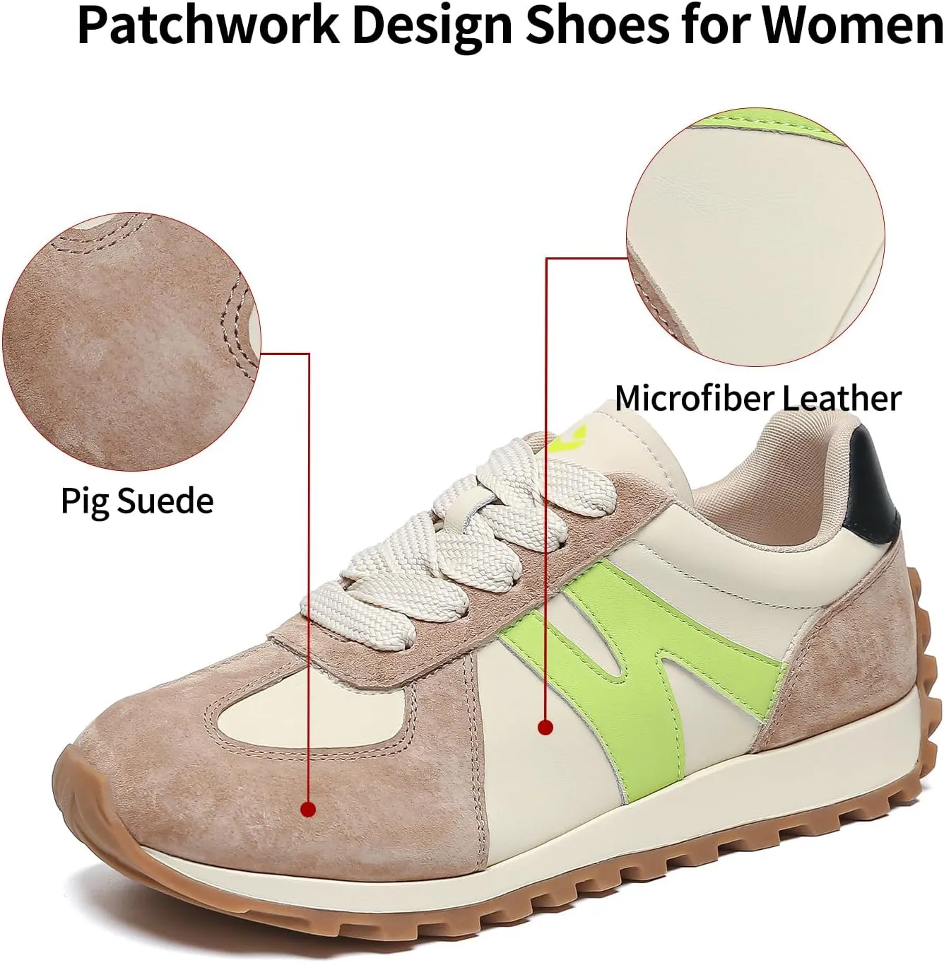somiliss Wide Toe Box Shoes for Women Mircrofiber Leather Suede Patchwork Non-Slip Casual Walking Shoes Comfortable Gym Tennis Running Shoes Workout Womens Fashion Sneakers