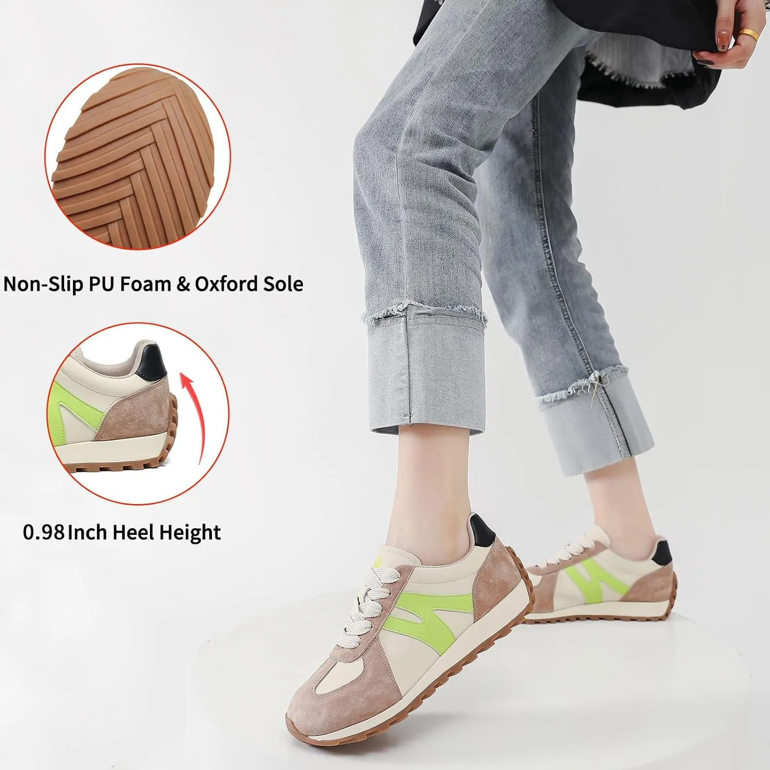 somiliss Wide Toe Box Shoes for Women Mircrofiber Leather Suede Patchwork Non-Slip Casual Walking Shoes Comfortable Gym Tennis Running Shoes Workout Womens Fashion Sneakers
