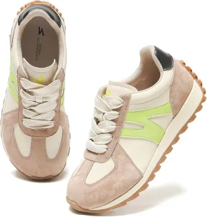somiliss Wide Toe Box Shoes for Women Mircrofiber Leather Suede Patchwork Non-Slip Casual Walking Shoes Comfortable Gym Tennis Running Shoes Workout Womens Fashion Sneakers