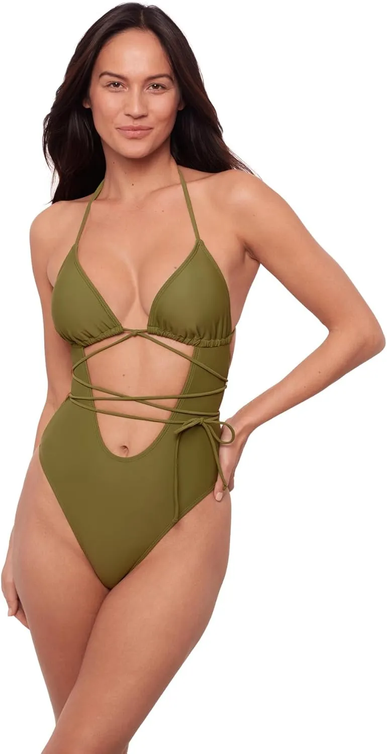 Sports Illustrated Women's Cutout One Piece with Wrap Tie Detail