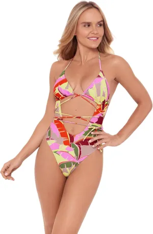 Sports Illustrated Women's Cutout One Piece with Wrap Tie Detail