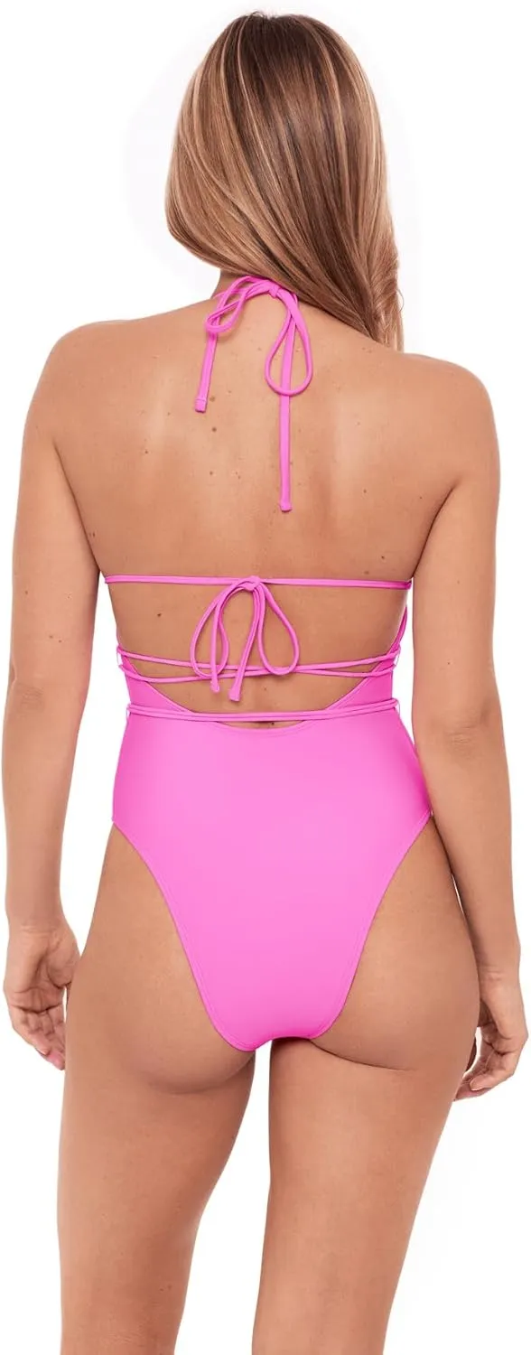 Sports Illustrated Women's Cutout One Piece with Wrap Tie Detail