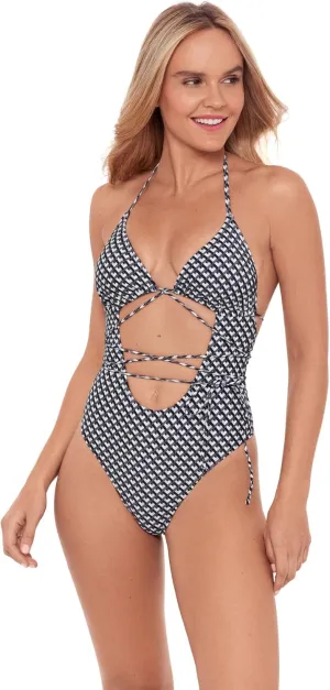 Sports Illustrated Women's Cutout One Piece with Wrap Tie Detail