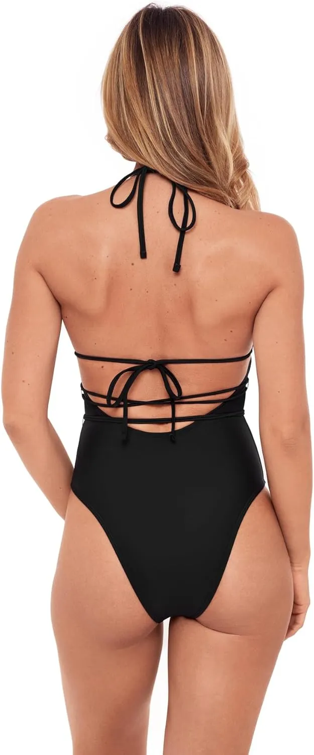 Sports Illustrated Women's Cutout One Piece with Wrap Tie Detail