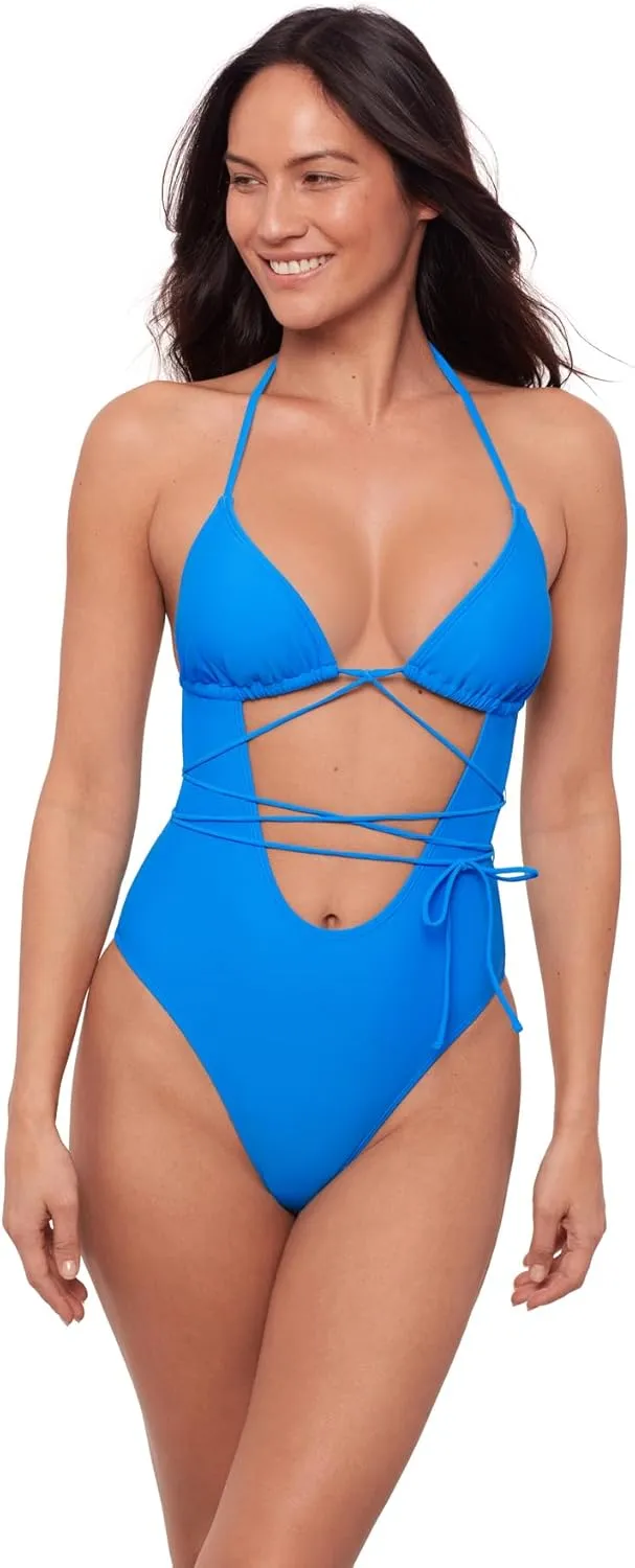 Sports Illustrated Women's Cutout One Piece with Wrap Tie Detail