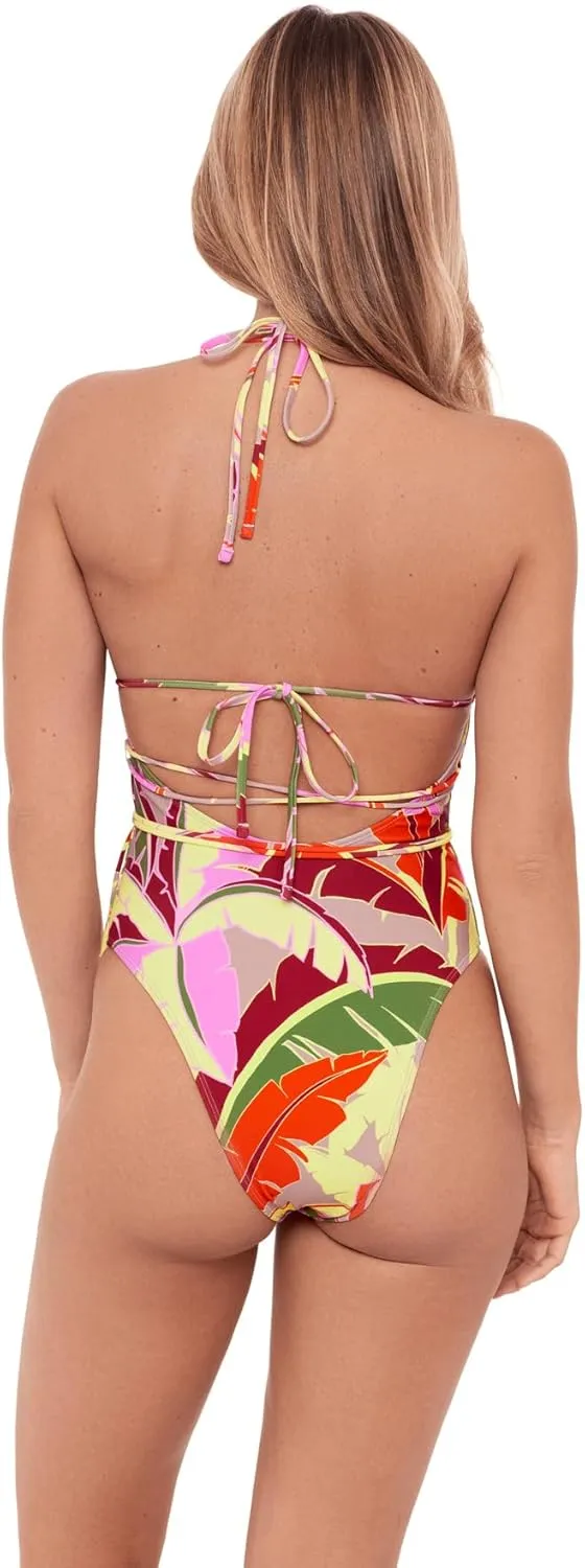 Sports Illustrated Women's Cutout One Piece with Wrap Tie Detail