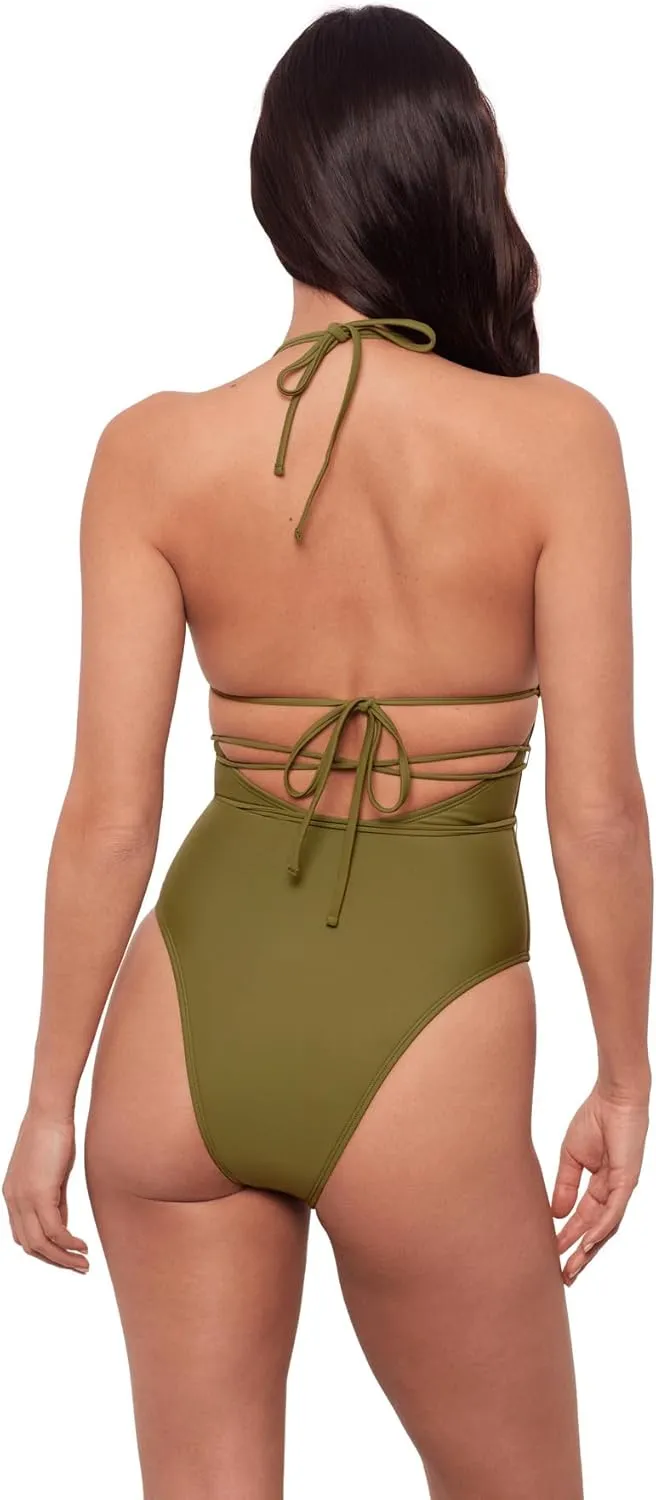 Sports Illustrated Women's Cutout One Piece with Wrap Tie Detail