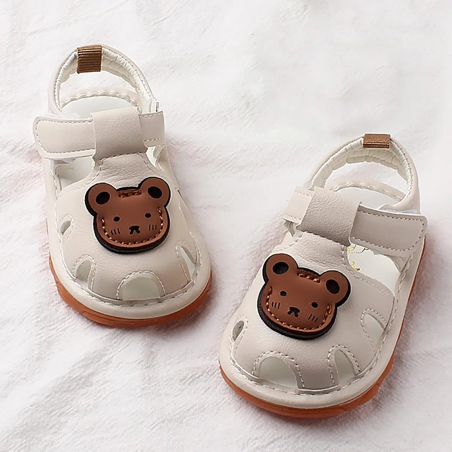 Squeaky Shoes for Infant Boys Girls Anti-Slip First Walking Shoes Baby Rubber Soft Sole Open-Toe Cartoon Sandals