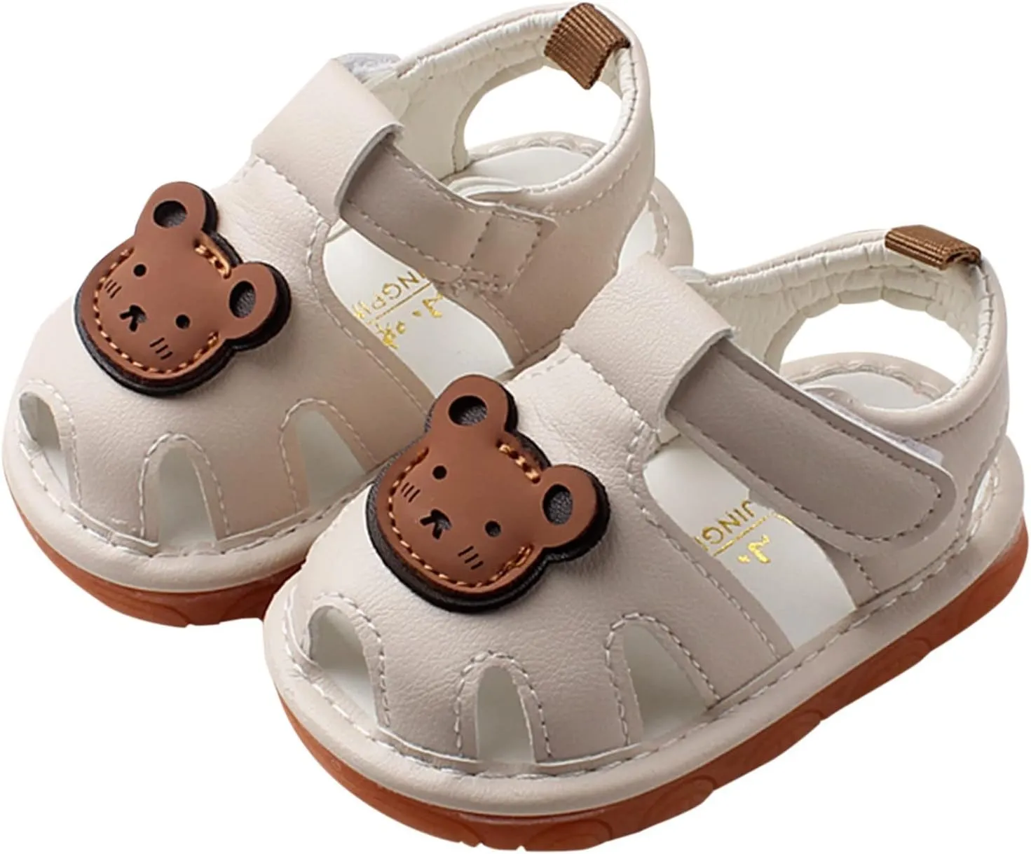 Squeaky Shoes for Infant Boys Girls Anti-Slip First Walking Shoes Baby Rubber Soft Sole Open-Toe Cartoon Sandals
