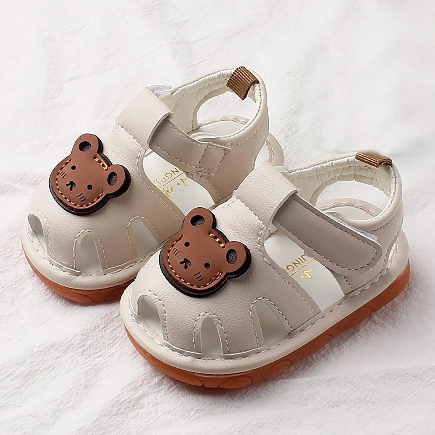 Squeaky Shoes for Infant Boys Girls Anti-Slip First Walking Shoes Baby Rubber Soft Sole Open-Toe Cartoon Sandals