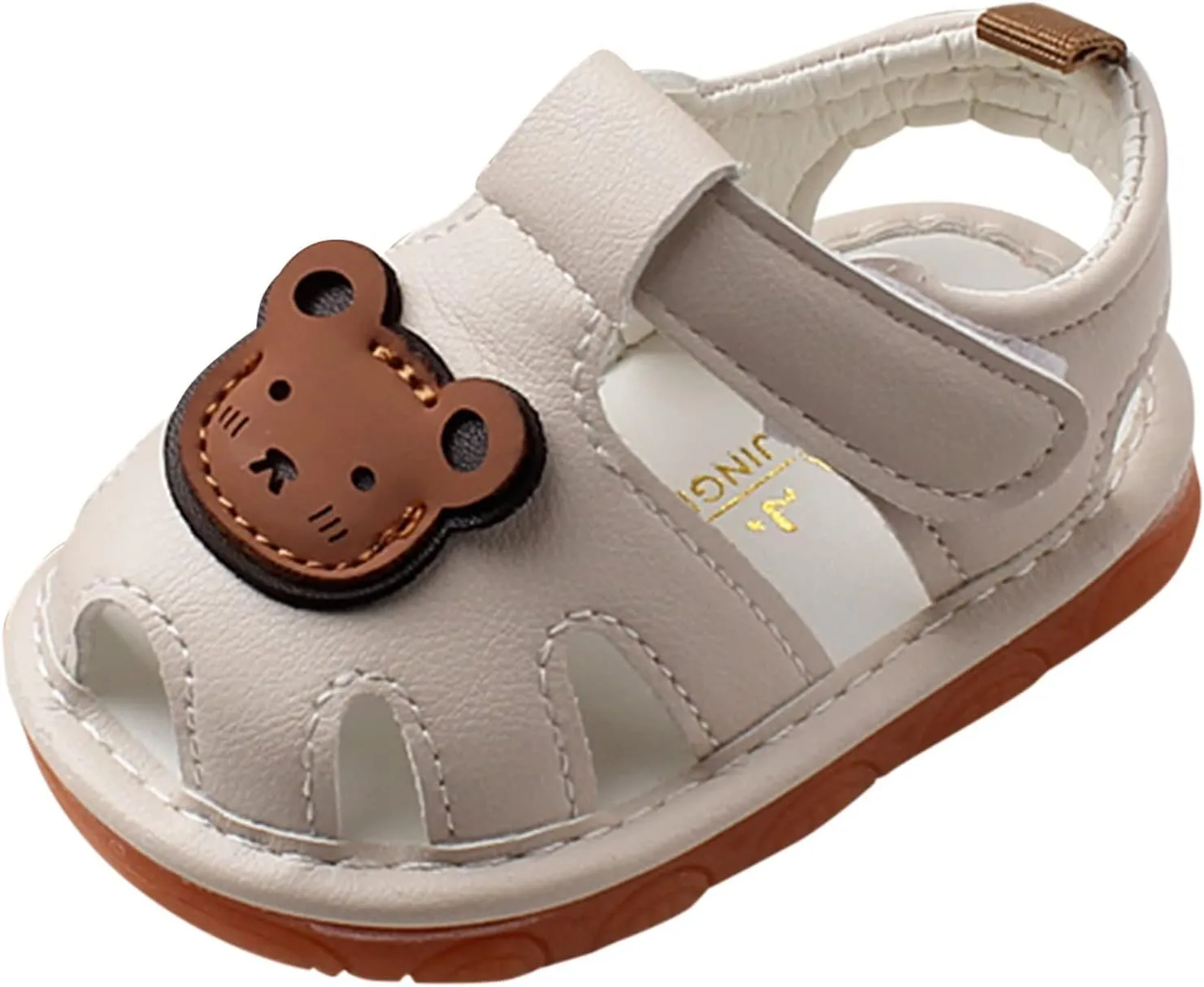 Squeaky Shoes for Infant Boys Girls Anti-Slip First Walking Shoes Baby Rubber Soft Sole Open-Toe Cartoon Sandals