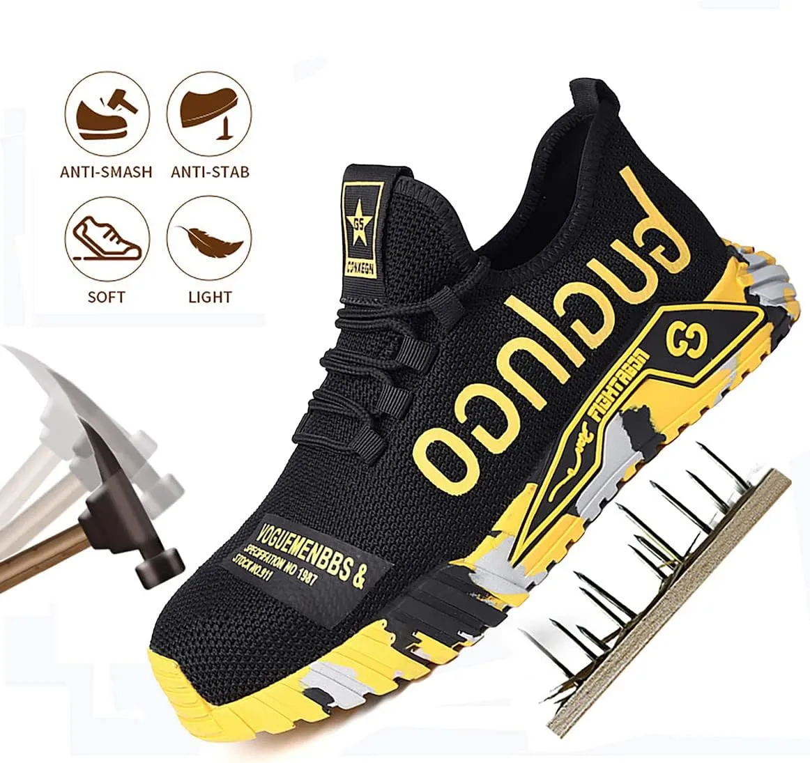 Steel Toe Work Shoes,Men Composite Toe Shoe for Women Work and Safety Footwear Breathable Comfortable Slip Resistant